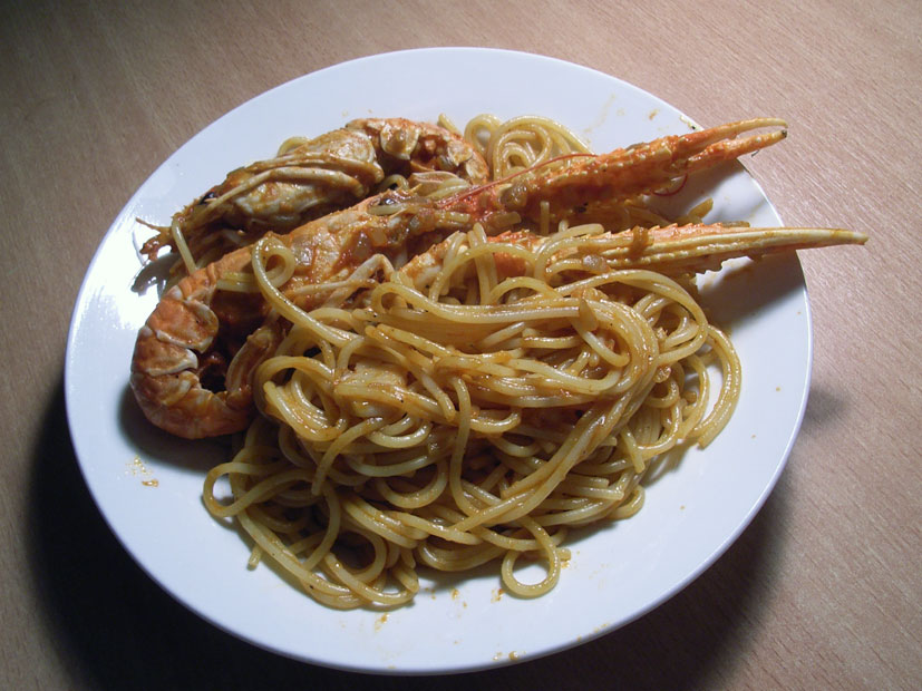 Spaghetti con Scampi